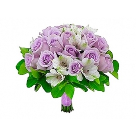 buquê de noiva c/ rosas e alstromélias